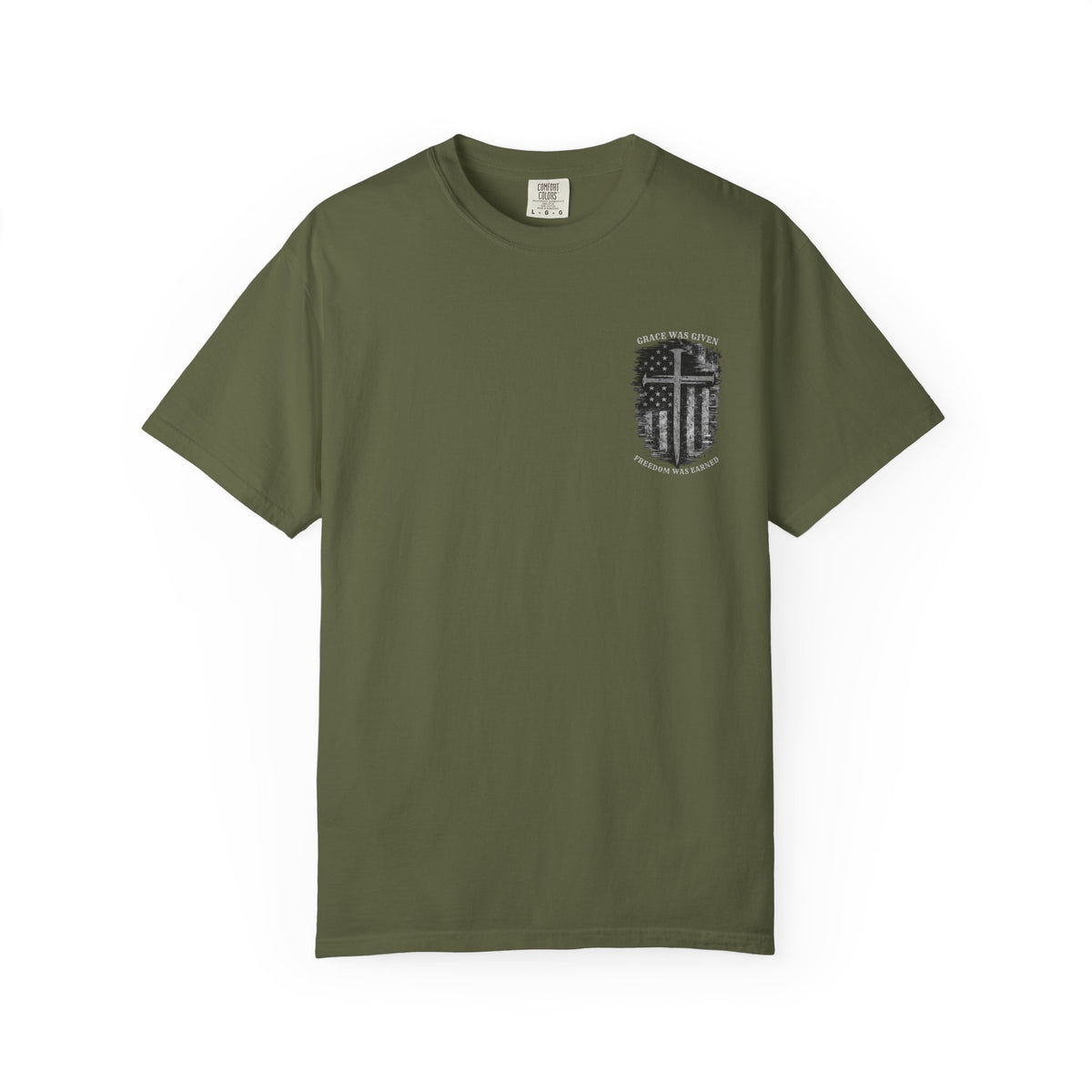Grace Was Given, Freedom Was Earned | Flag & Cross Tee
