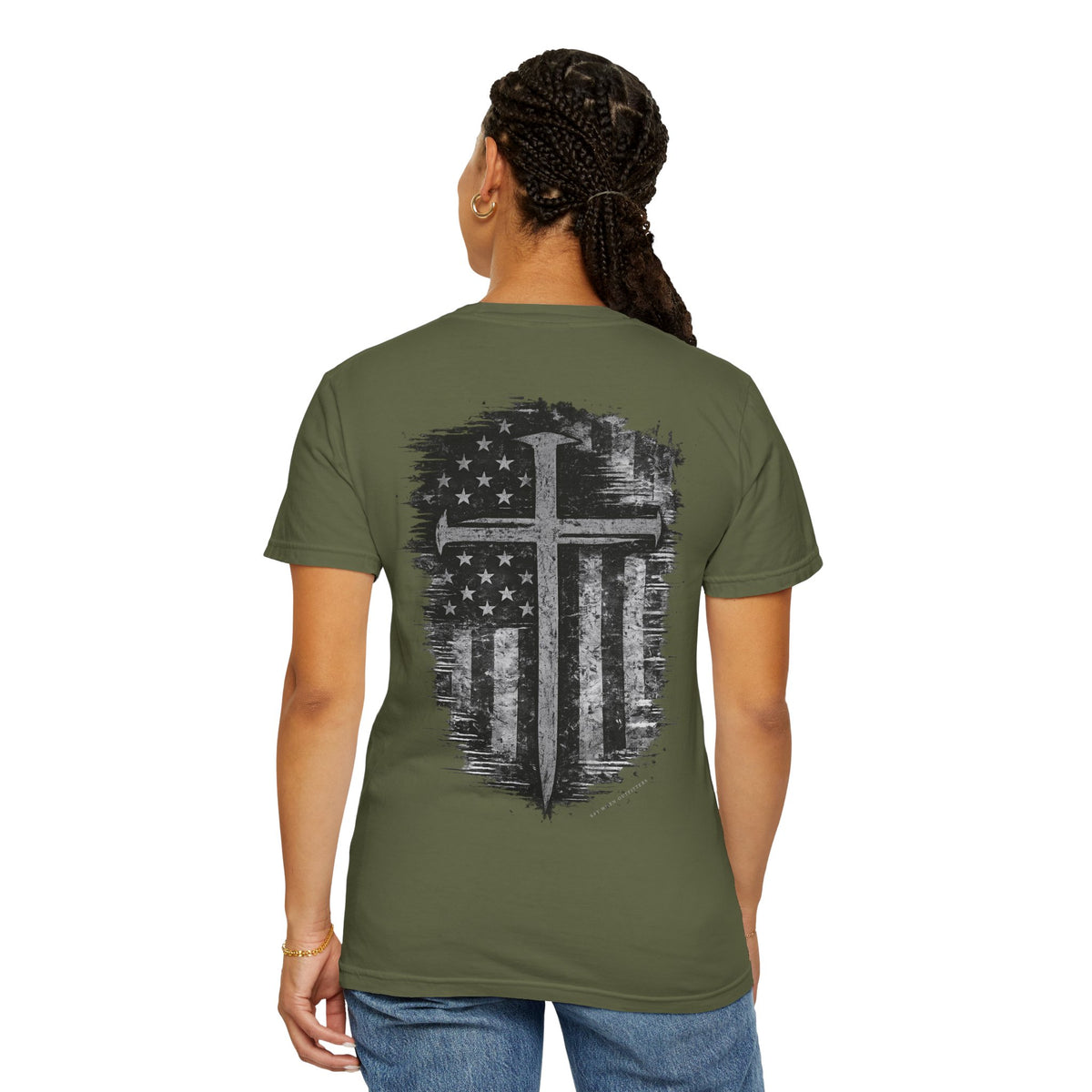 Grace Was Given, Freedom Was Earned | Flag & Cross Tee
