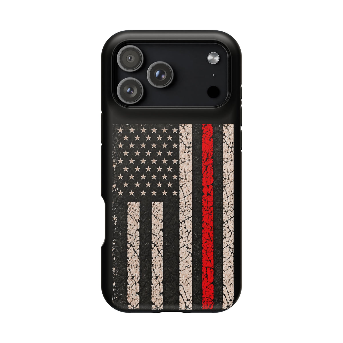 Thin Red Line Distressed Flag Magnetic Tough Case for iPhone 17 & 18 Pro / Pro Max