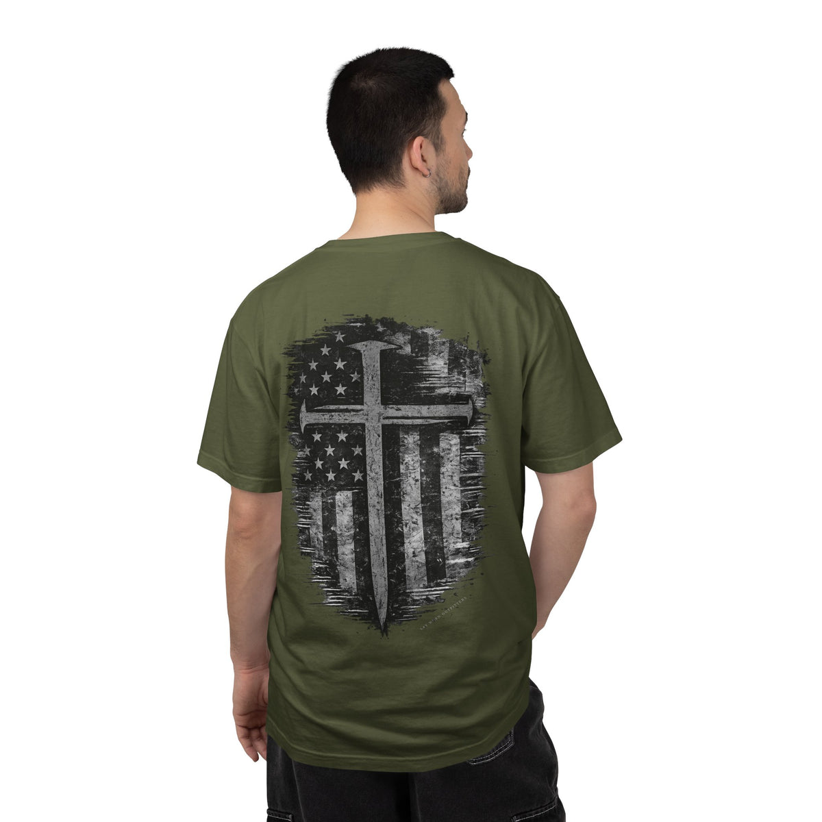 Grace Was Given, Freedom Was Earned | Flag & Cross Tee