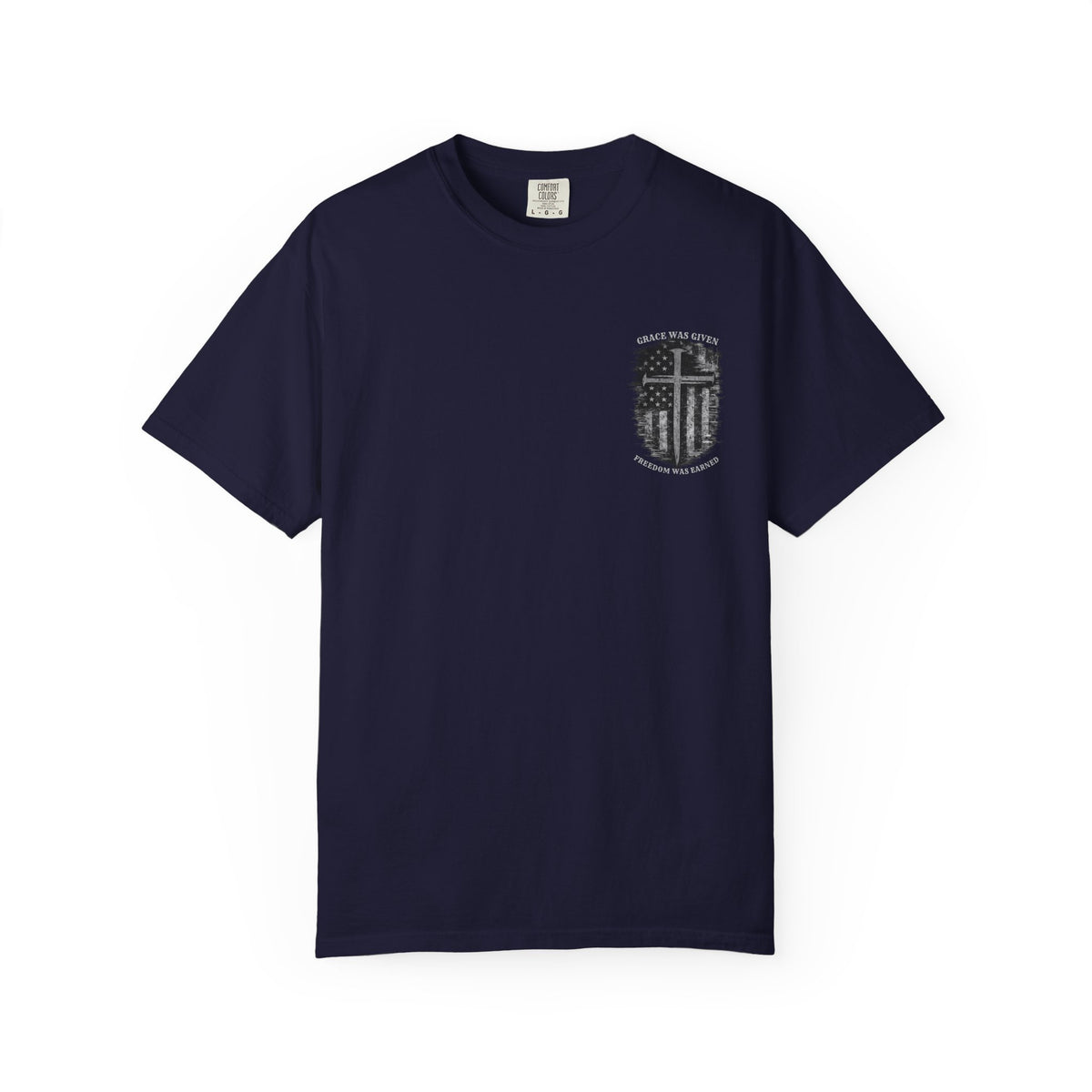 Grace Was Given, Freedom Was Earned | Flag & Cross Tee
