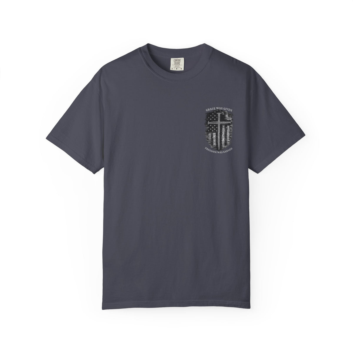 Grace Was Given, Freedom Was Earned | Flag & Cross Tee
