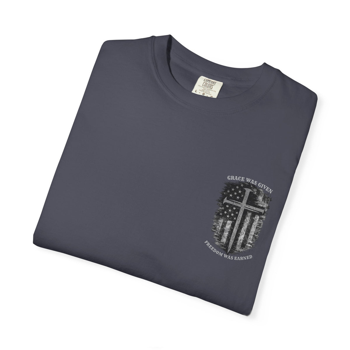 Grace Was Given, Freedom Was Earned | Flag & Cross Tee