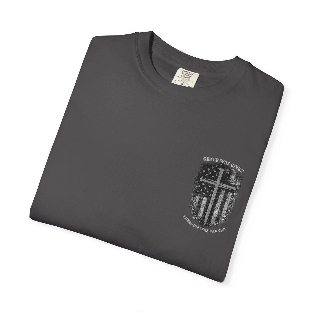 Grace Was Given, Freedom Was Earned | Flag & Cross Tee