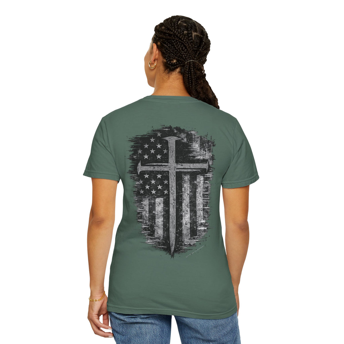 Grace Was Given, Freedom Was Earned | Flag & Cross Tee