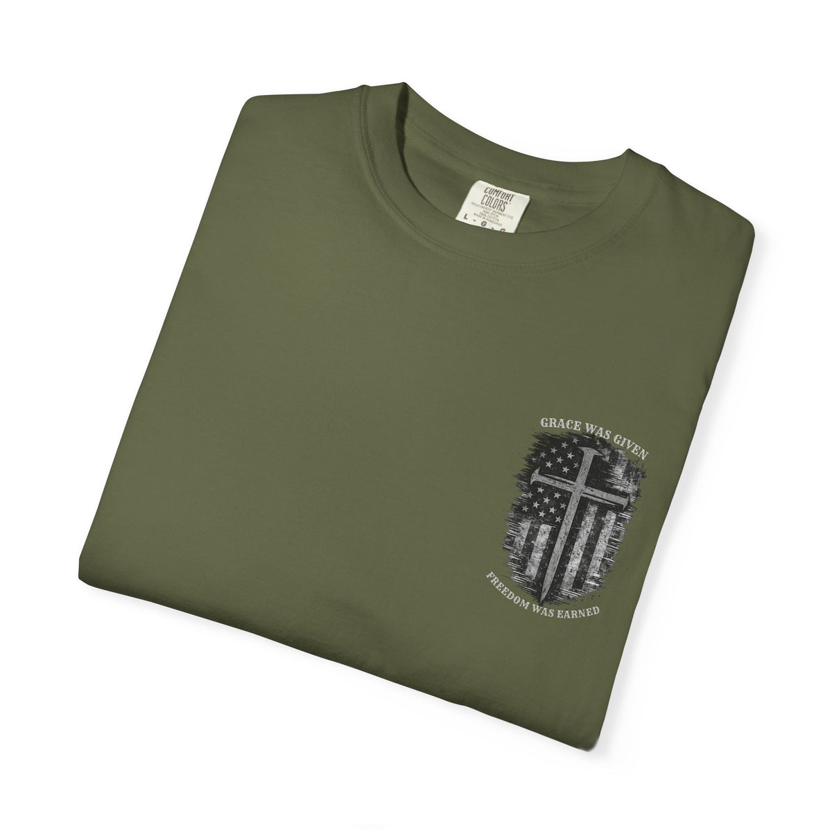 Grace Was Given, Freedom Was Earned | Flag & Cross Tee