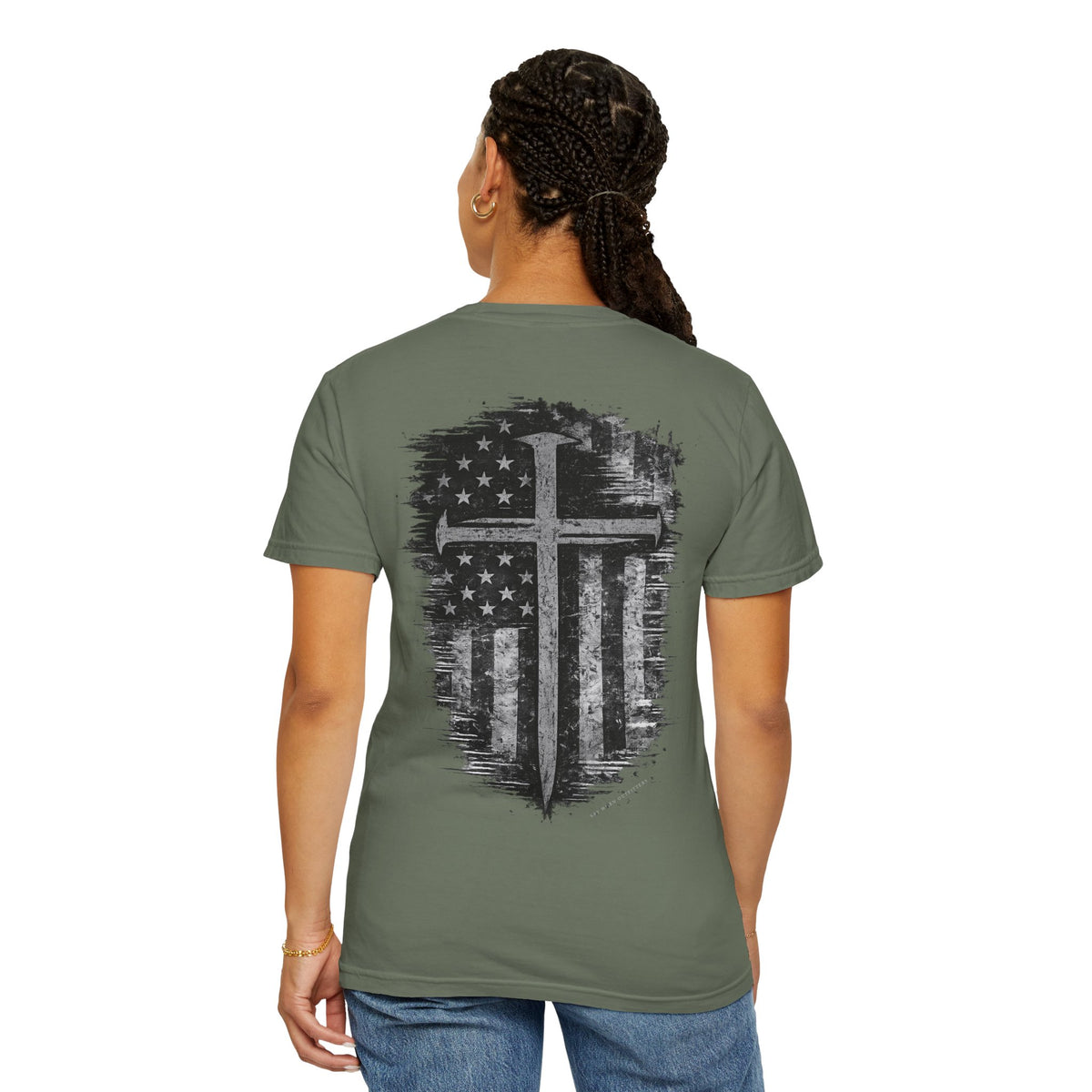 Grace Was Given, Freedom Was Earned | Flag & Cross Tee
