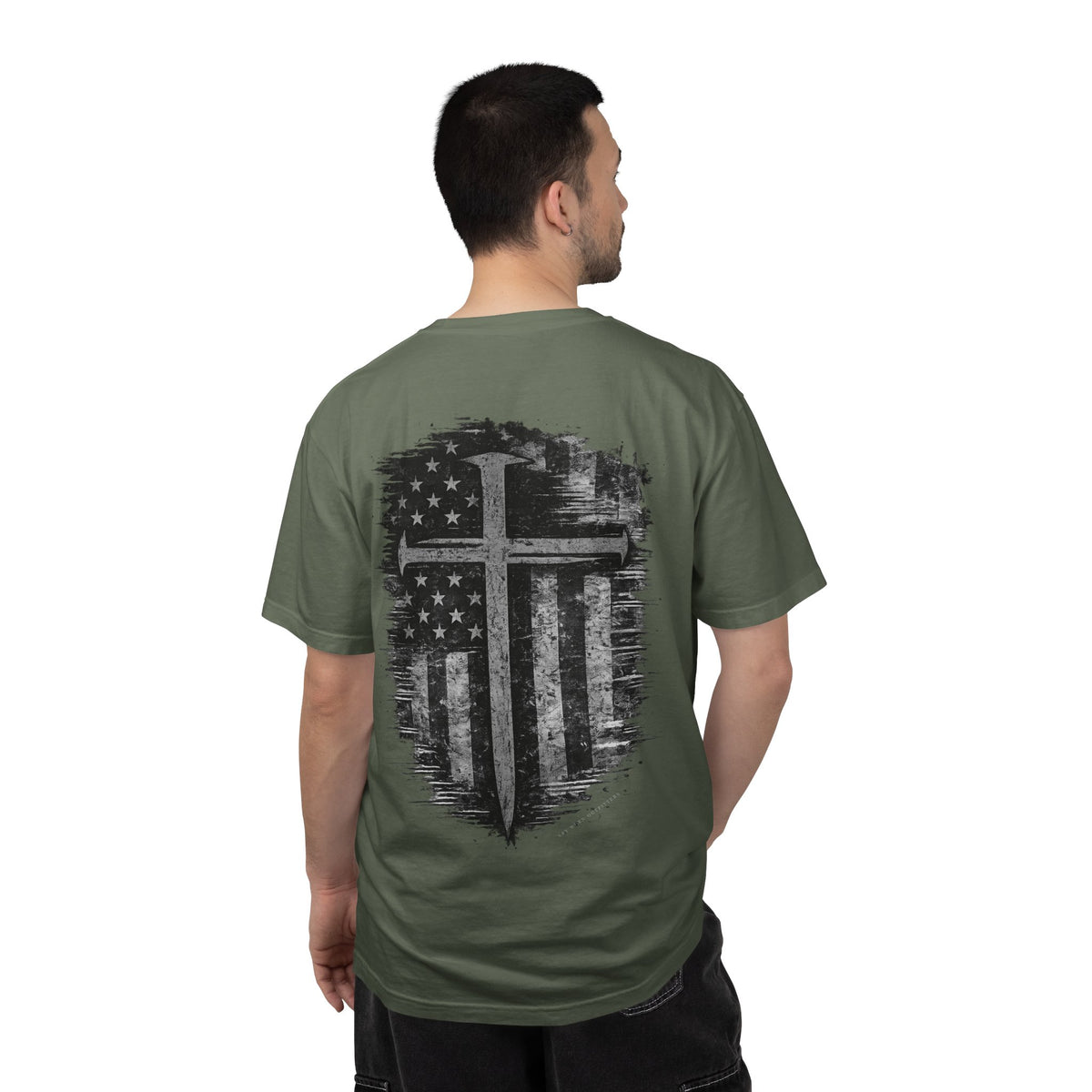 Grace Was Given, Freedom Was Earned | Flag & Cross Tee
