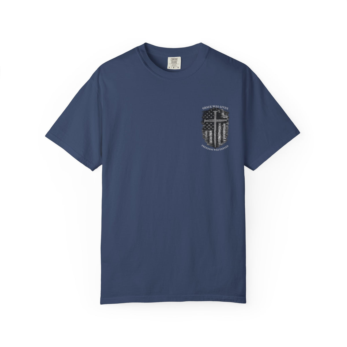 Grace Was Given, Freedom Was Earned | Flag & Cross Tee
