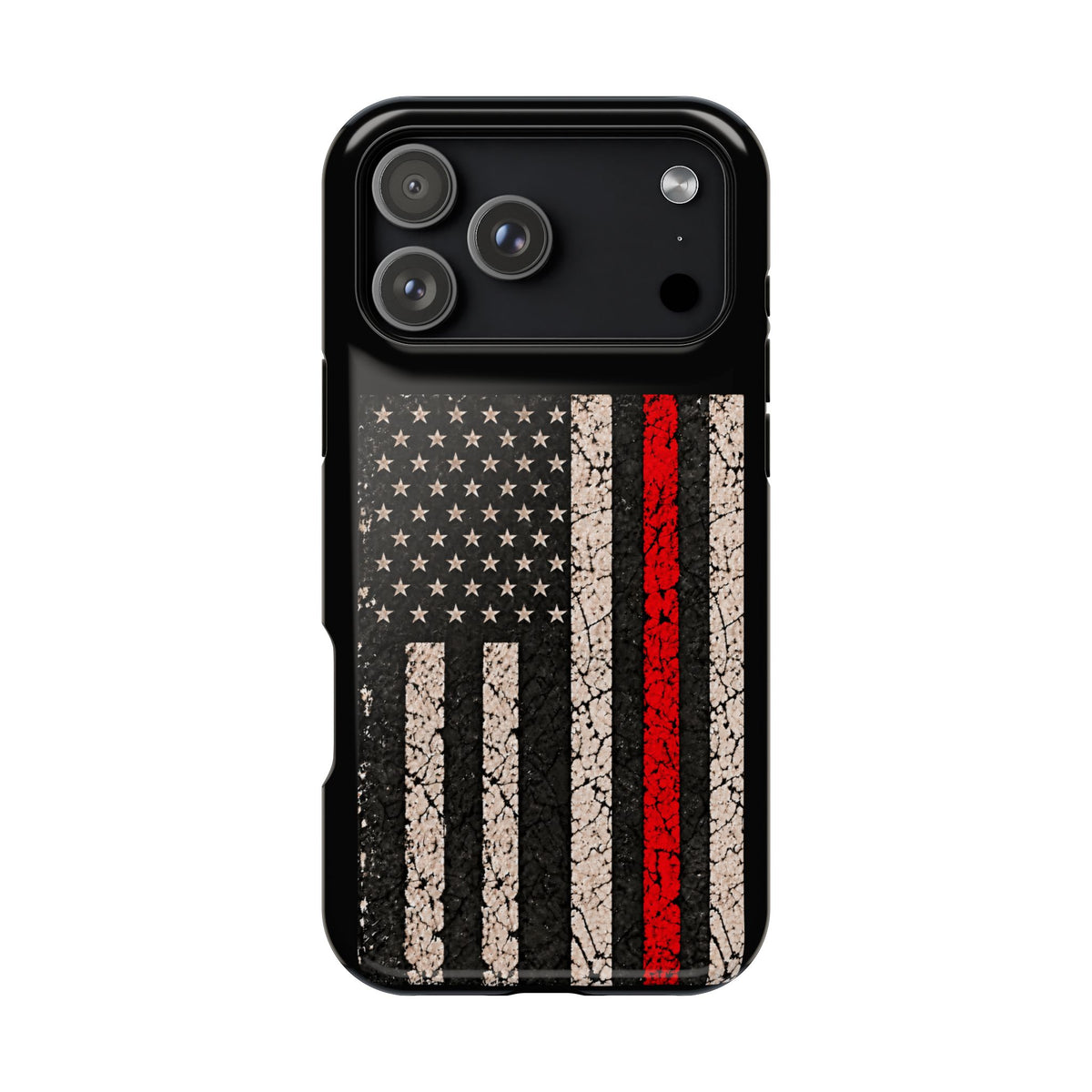 Thin Red Line Distressed Flag Magnetic Tough Case for iPhone 17 & 18 Pro / Pro Max