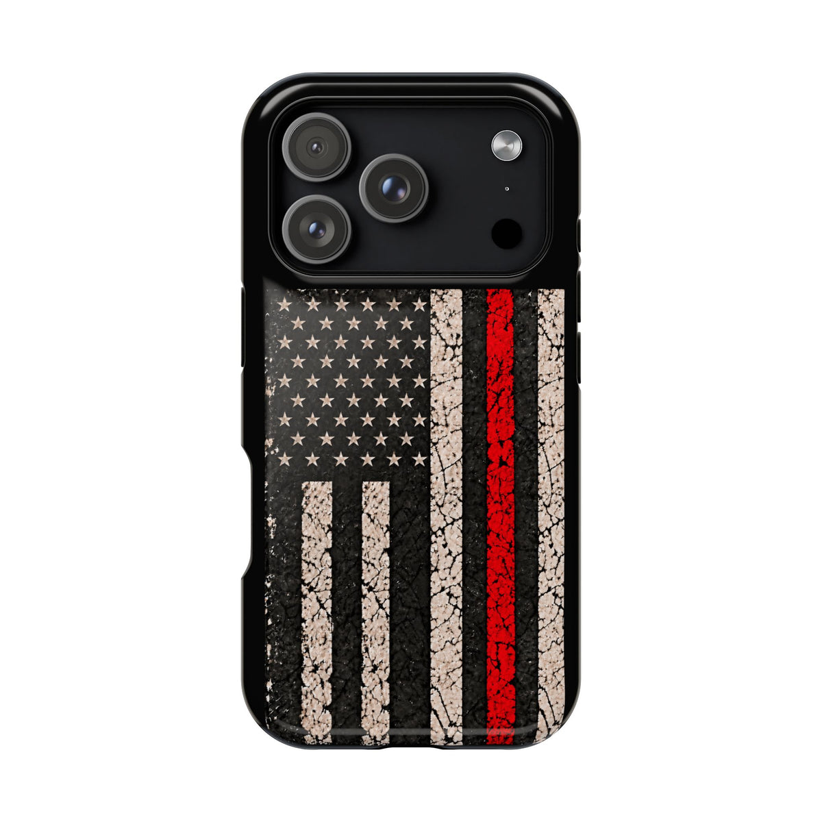 Thin Red Line Distressed Flag Magnetic Tough Case for iPhone 17 & 18 Pro / Pro Max