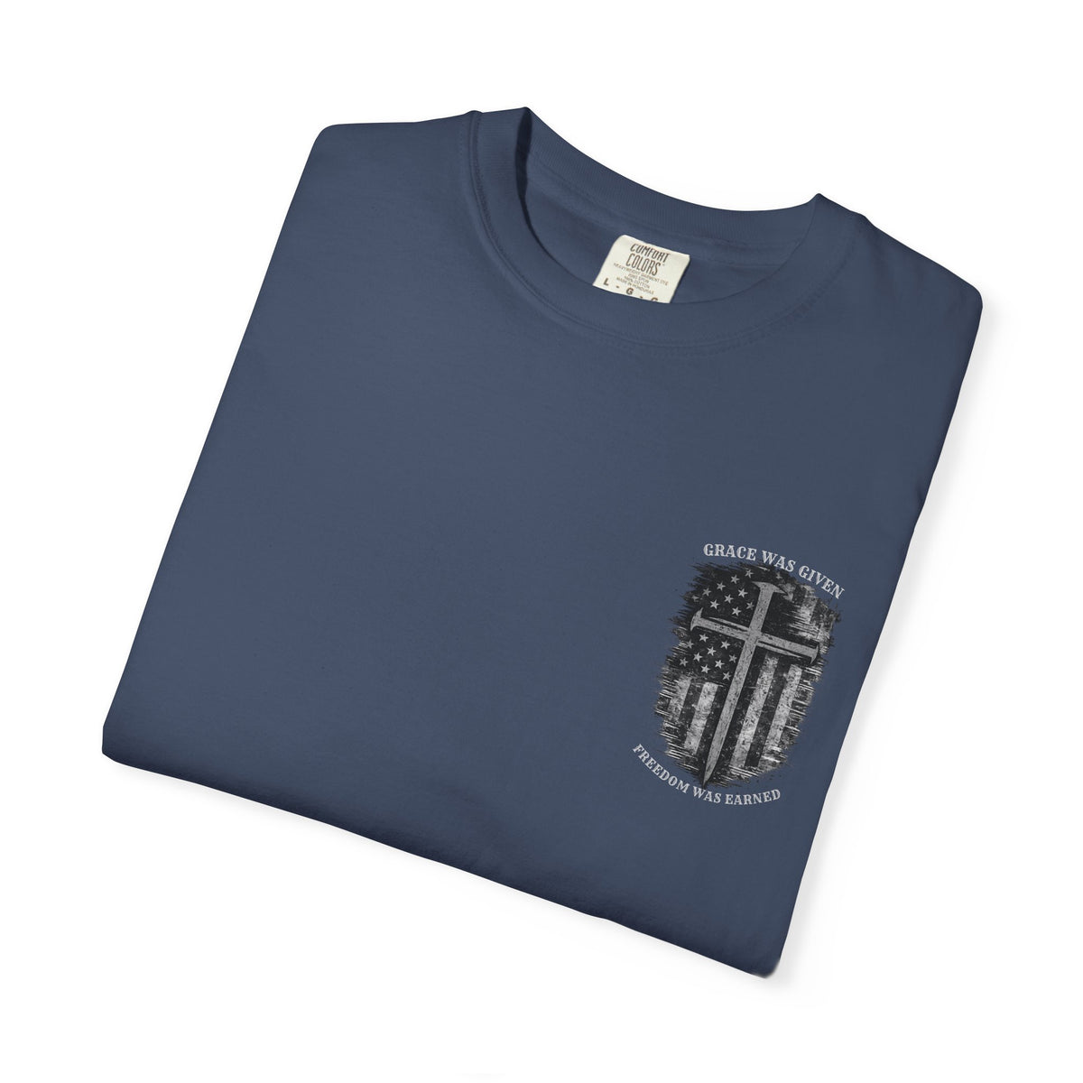 Grace Was Given, Freedom Was Earned | Flag & Cross Tee