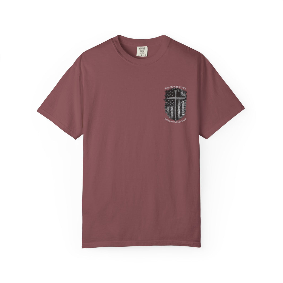 Grace Was Given, Freedom Was Earned | Flag & Cross Tee