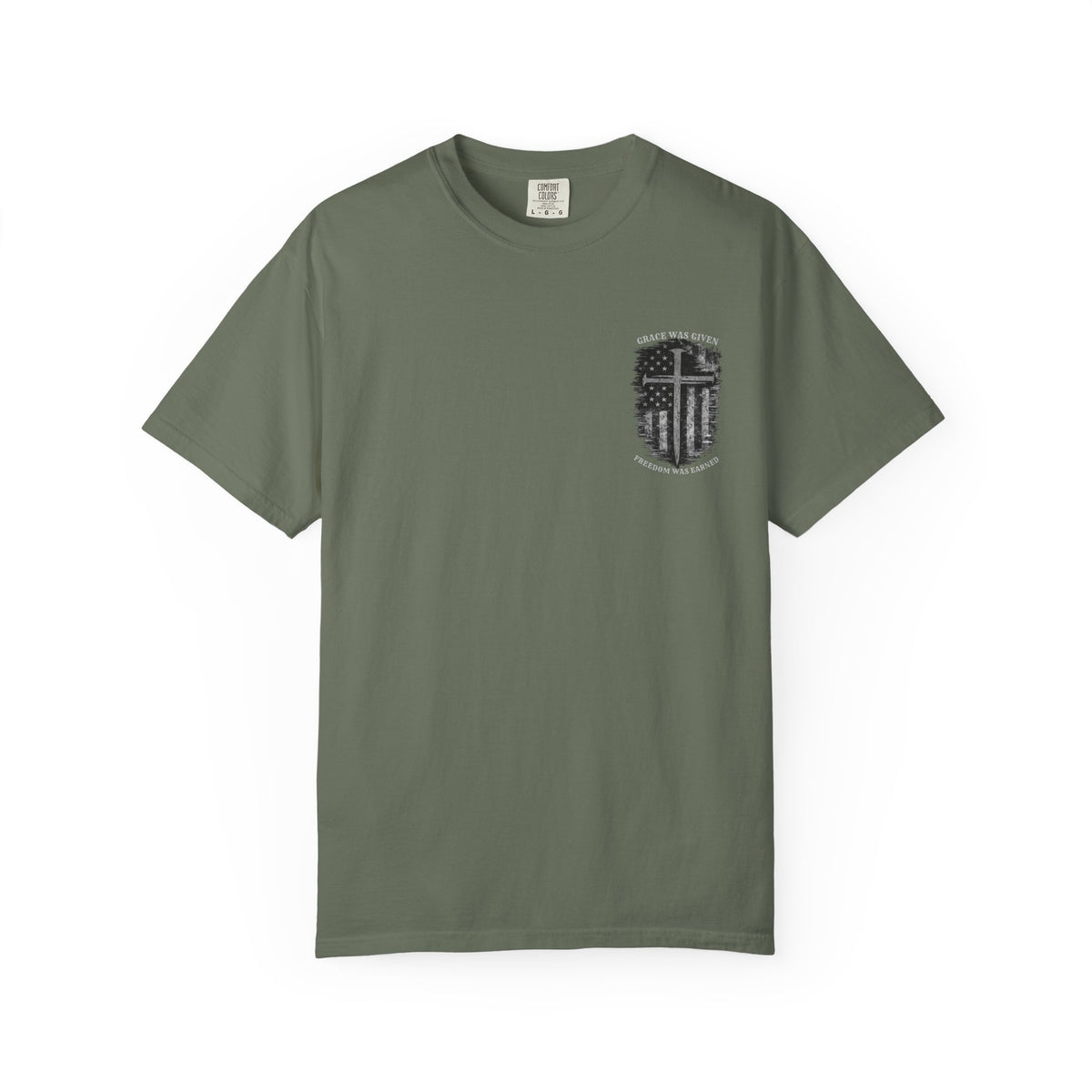 Grace Was Given, Freedom Was Earned | Flag & Cross Tee