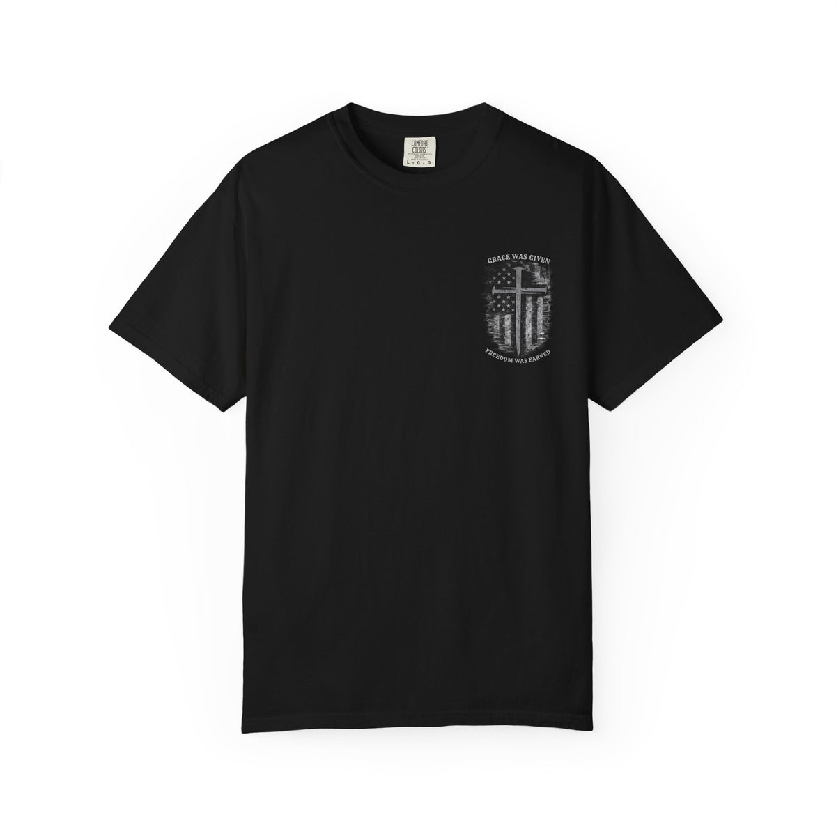 Grace Was Given, Freedom Was Earned | Flag & Cross Tee
