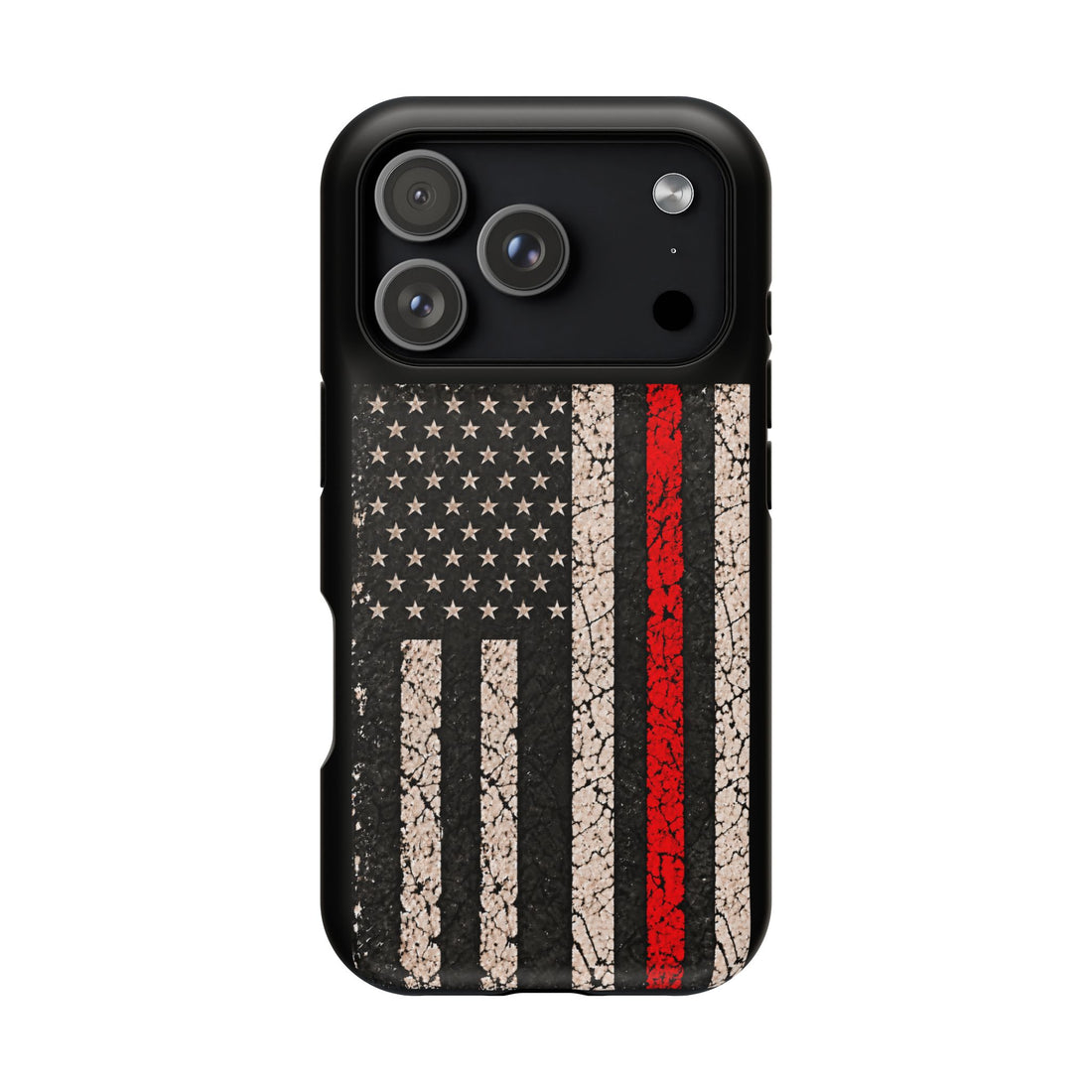 Thin Red Line Distressed Flag Magnetic Tough Case for iPhone 17 & 18 Pro / Pro Max