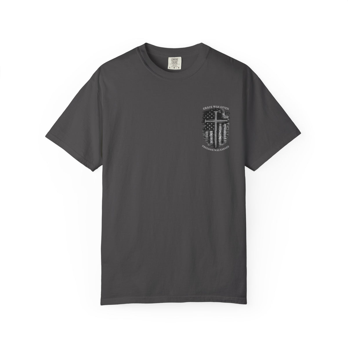 Grace Was Given, Freedom Was Earned | Flag & Cross Tee