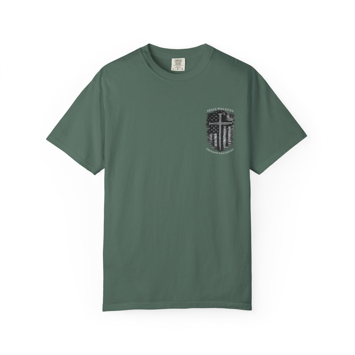 Grace Was Given, Freedom Was Earned | Flag & Cross Tee