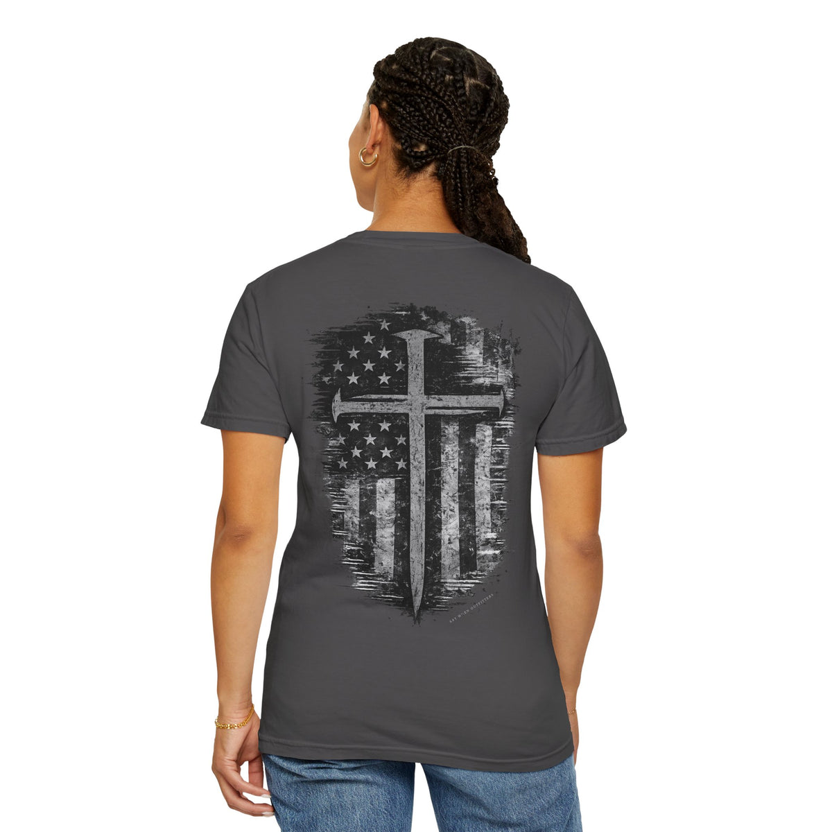 Grace Was Given, Freedom Was Earned | Flag & Cross Tee