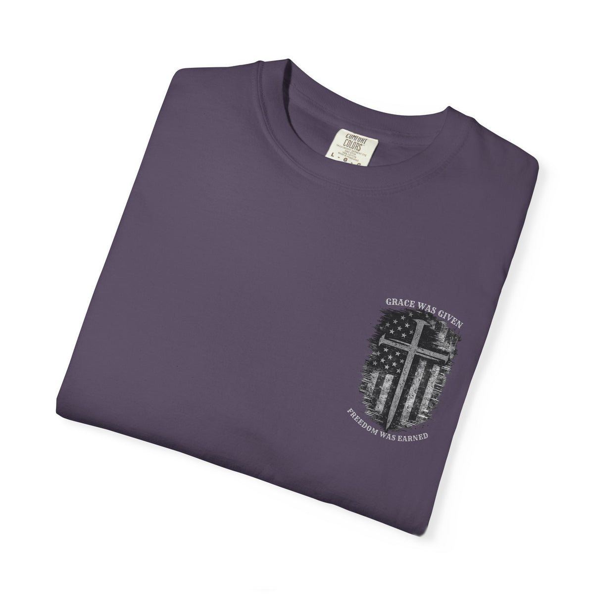Grace Was Given, Freedom Was Earned | Flag & Cross Tee